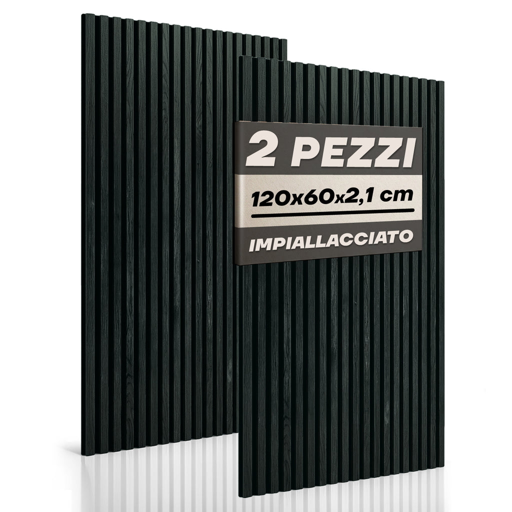 Pannelli set 2 pezzi Decorativi Fonoassorbenti in Legno Naturale – Rovere Nero 120×60 cm