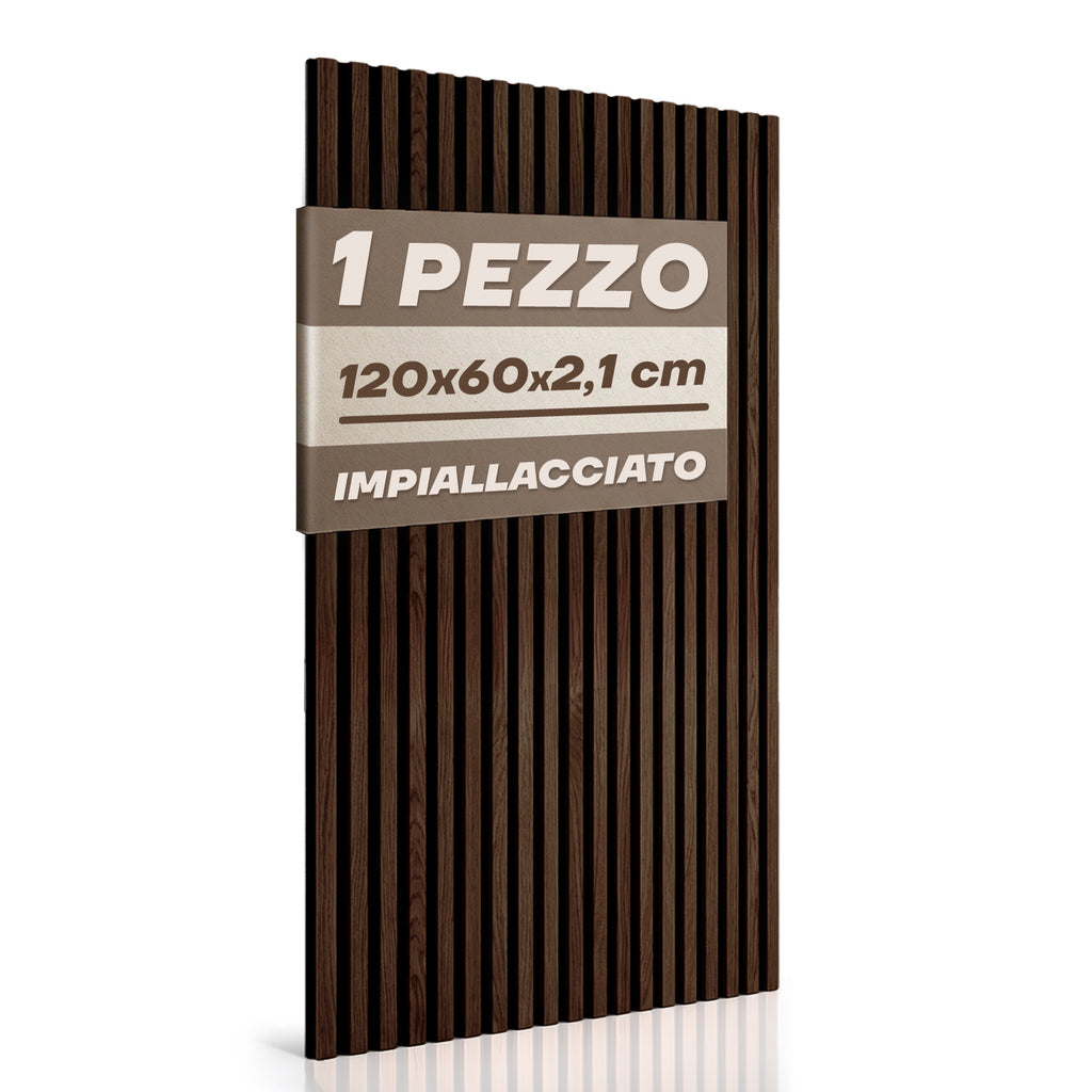 Pannello Decorativo Fonoassorbente in Legno Naturale – Fumo Scuro 120×60 cm