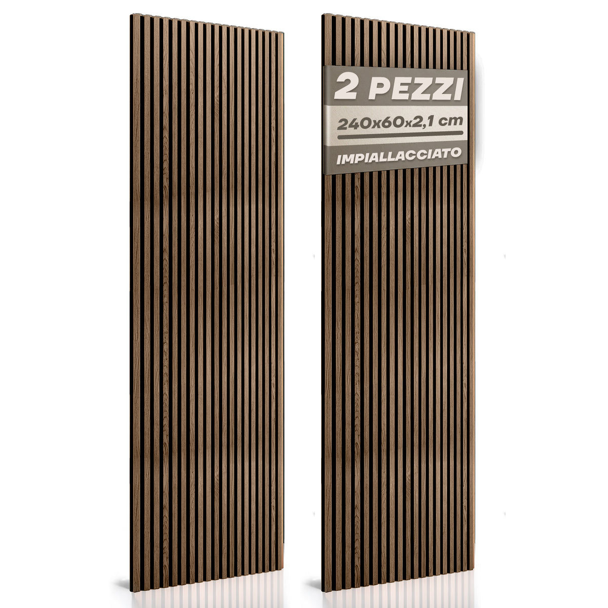 Set 2 pannelli fonoassorbenti fumo chiaro 240×60 cm