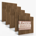 Set 5 Pannelli Decorativi Fonoassorbenti in Legno 60x60 cm – Teak