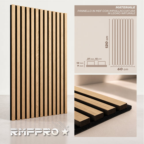 Pannello fonoassorbente rovere bianco 120×60 cm