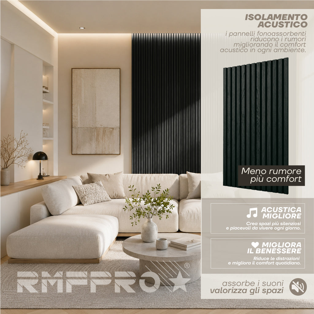 Pannello Decorativo Fonoassorbente in Legno Naturale – Rovere Nero 120×60 cm