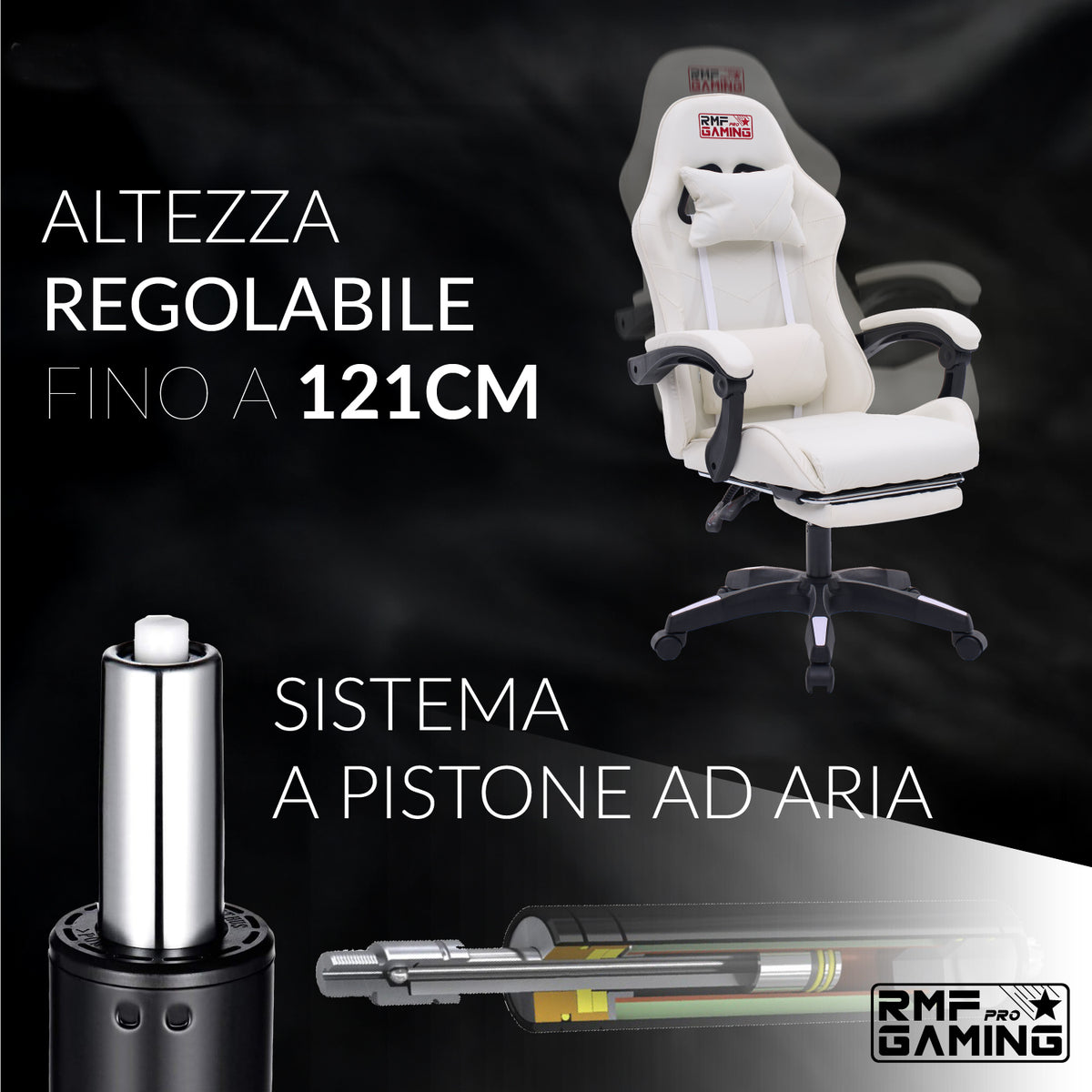 Ergonomic gaming chair with lumbar support, white