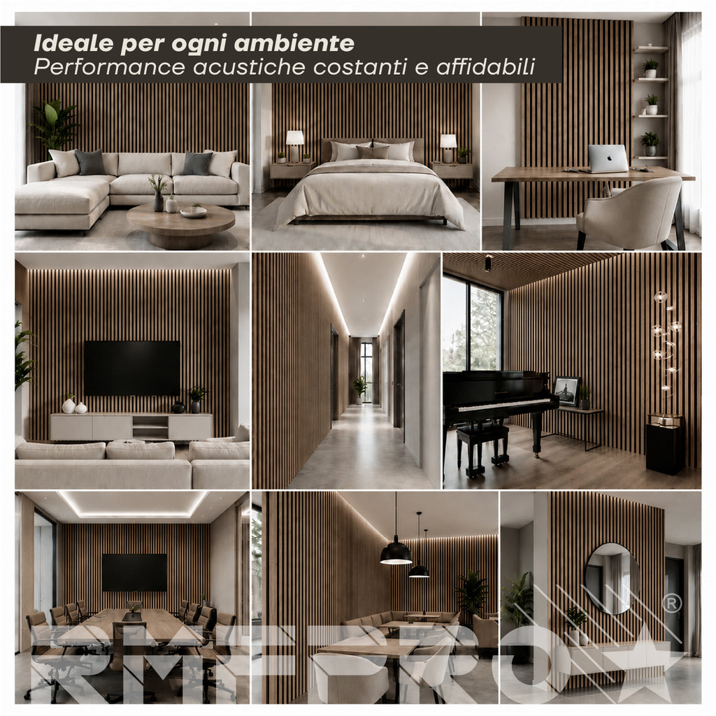 Set 5 Pannelli Decorativi Fonoassorbenti in Legno 60x60 cm – Fumo Chiaro