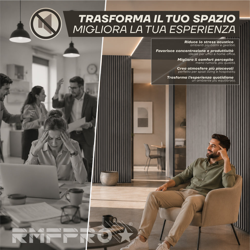Set 5 Pannelli Decorativi Fonoassorbenti in Legno 60x60 cm – Rovere Grigio