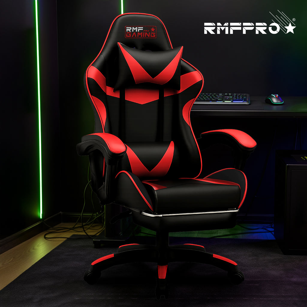 Sedia gaming ergonomica rossa con supporto lombare