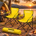 Set 2 Sedie da Campeggio Pieghevoli Gialle – Portabicchiere, Seduta Comfort e Portata 120 kg
