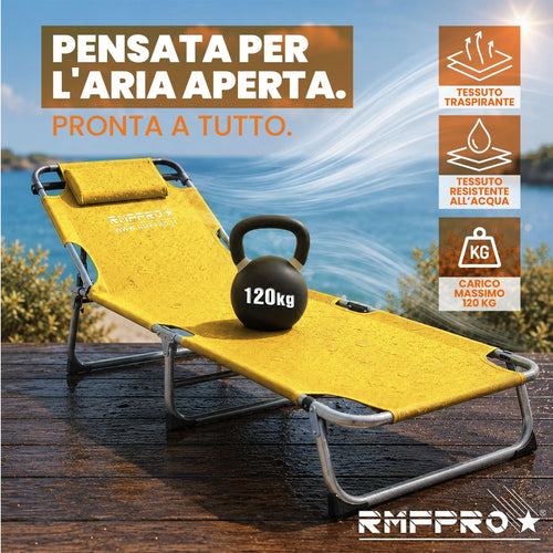 Lettini Prendisole Pieghevoli Gialli – Schienale Regolabile in 4 Posizioni con Parasole e Poggiatesta (Copia)