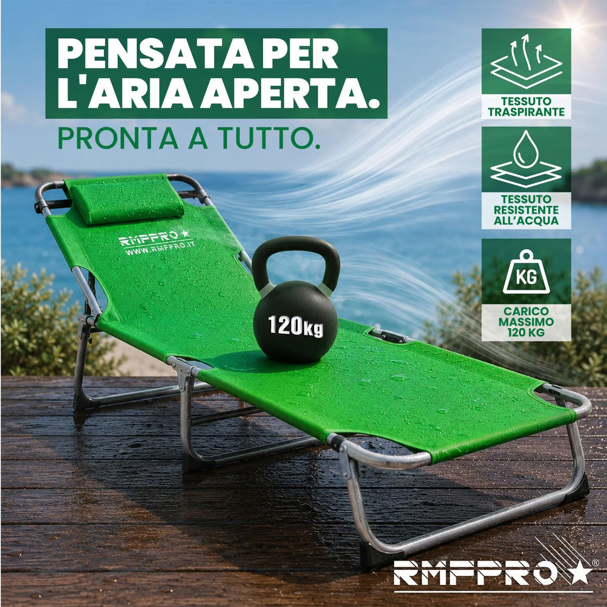 Lettini Prendisole Pieghevoli Verdi – Schienale Regolabile in 4 Posizioni con Parasole e Poggiatesta