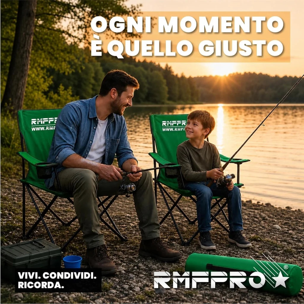 Set 2 Sedie da Campeggio Pieghevoli Verdi – Portabicchiere, Seduta Comfort e Portata 120 kg (Copia)