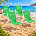 Set 4 Sedie da Spiaggia Pieghevoli Verdi – Braccioli, Struttura in Metallo e Portata 120 kg
