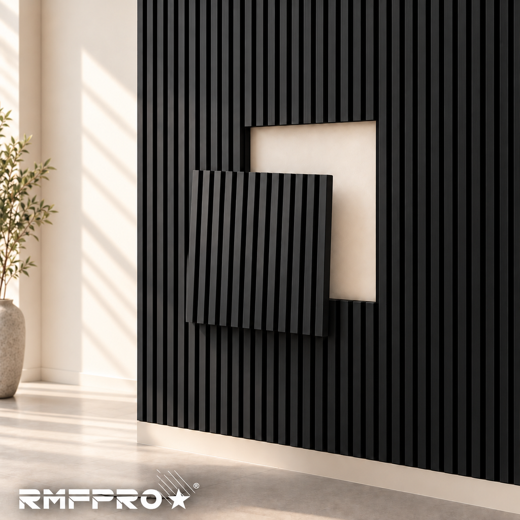 Set 5 Pannelli Decorativi Fonoassorbenti in Legno 60x60 cm – Rovere Nero