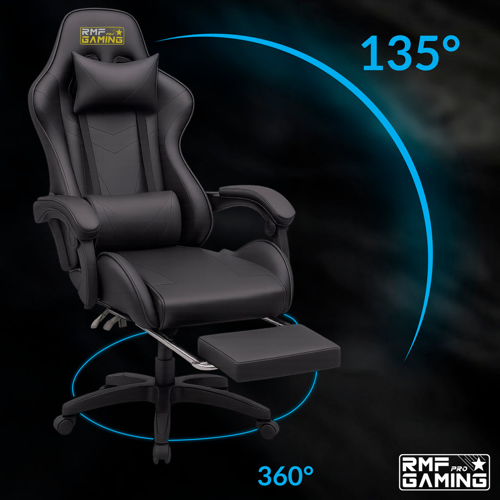 Sedia gaming ergonomica nera con supporto lombare